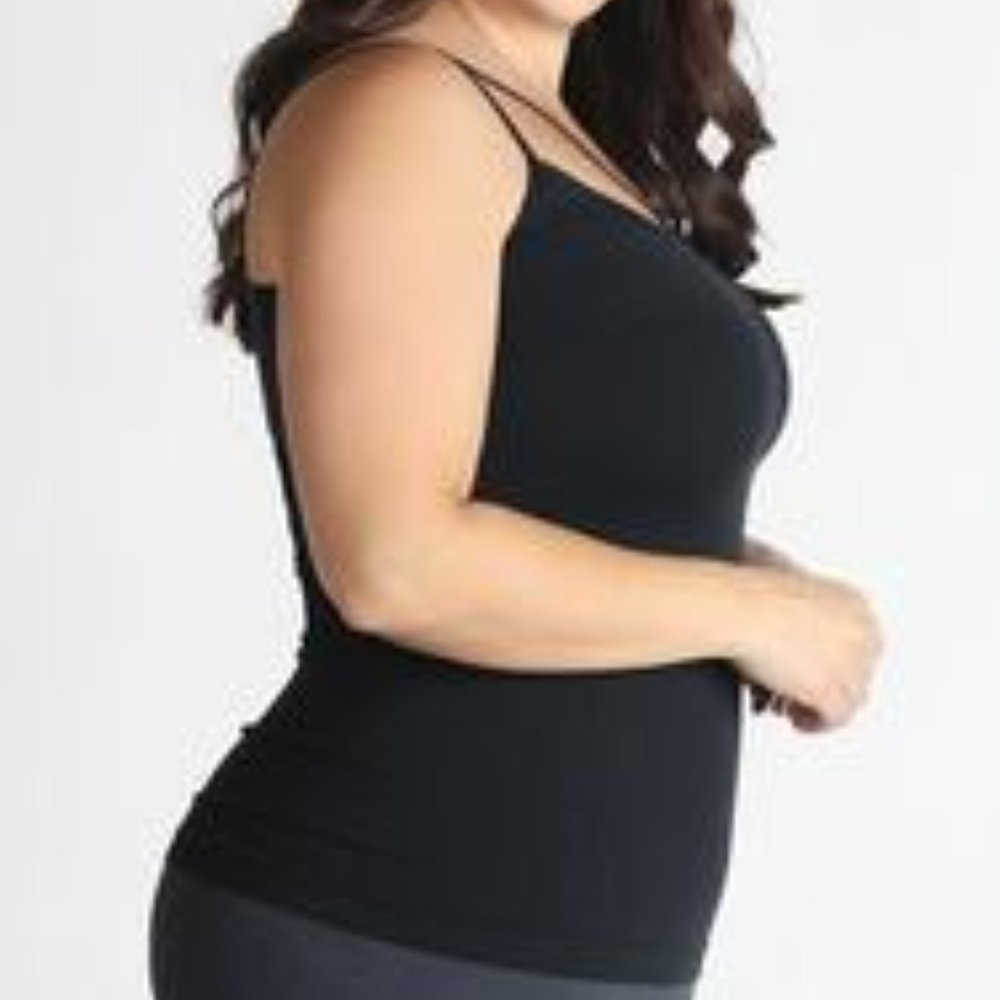 Plus Size Black Deep V Camisole - Picture 3 of 5